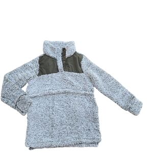 Latched Mama Sherpa 1/4 Snap Olive Green Nursing Fleece Pullover Sz L